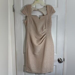 Elegant Beige Cap Sleeve Dress